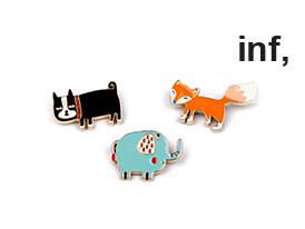 Broche - Chien, Éléphant, Renard
