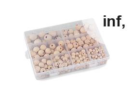 Ensemble de perles en bois dans une boîte