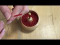 Moulin en bois pour enfiler des perles de rocaille, Ø 9 cm, avec aiguille
