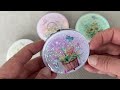 Miroir de poche avec paillettes liquides, fleurs